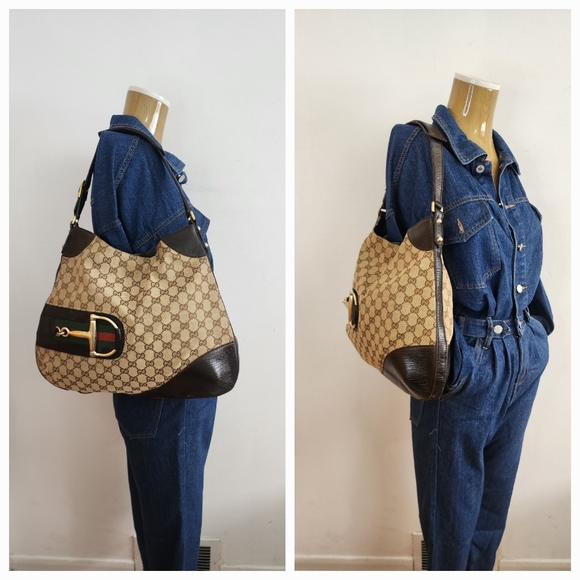 GUCCI GG Canvas Horsebit Hasler Hobo Bag - Picture 1 of 15